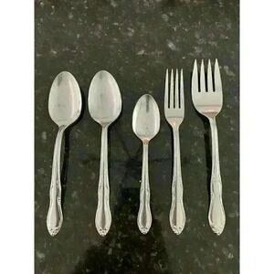Simeon & George Oneida HOMESTEAD‎ stainless serving dinner fork Spoon Teaspoon